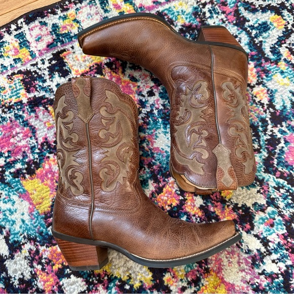 Ariat Shada Leather Cowgirl Boot Womens 7.5 Brown Cutout Details Western - Picture 13 of 13